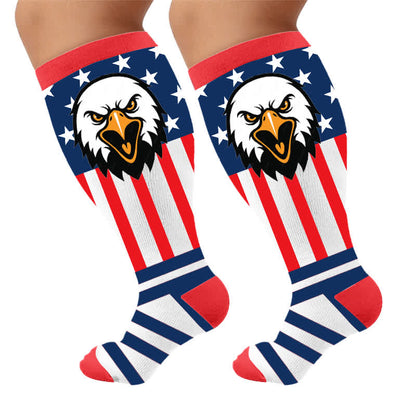 Plus Size Retro Patriotic Compression Socks - Pink(1 Pair) - 4XL - image 8