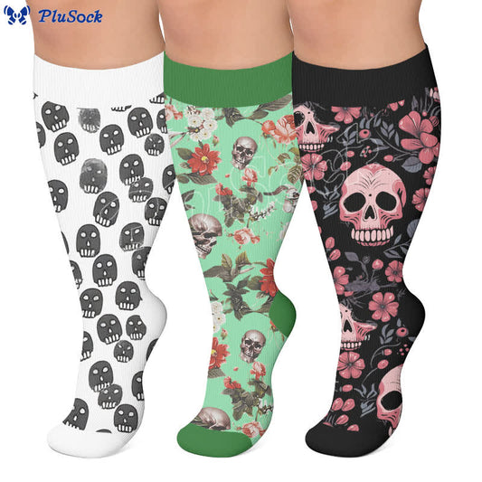 Plus Size Mixed Skull Compression Socks - image 0