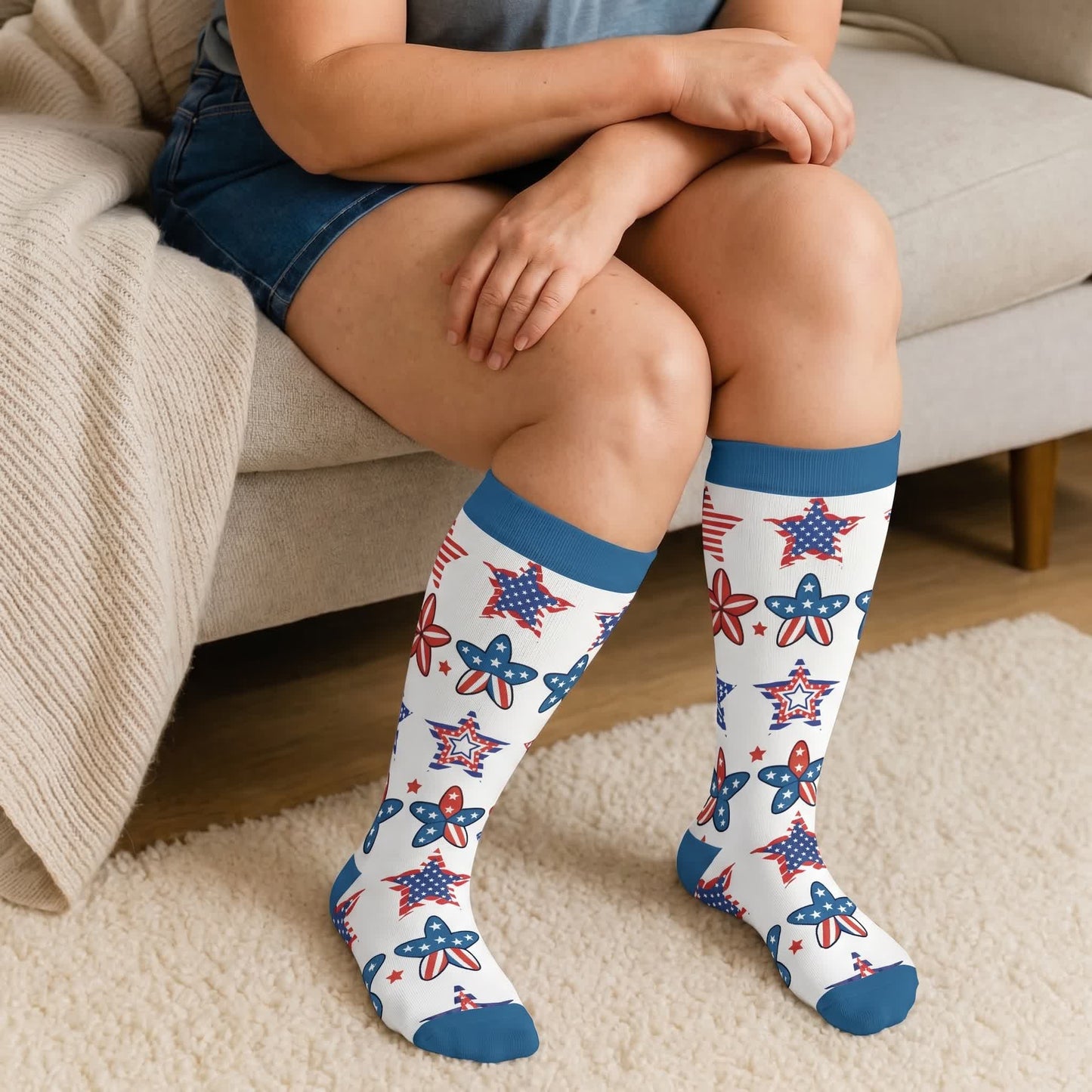 Plus Size Retro Patriotic Compression Socks - image 3