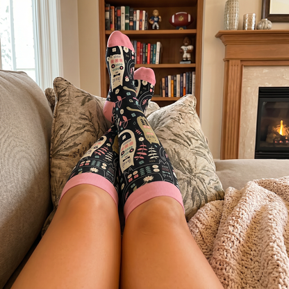 Plus Size Cat Floral Compression Socks - image 1