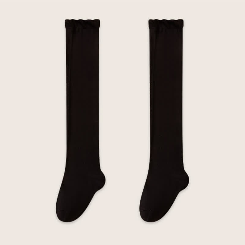 Cozy Solid Cotton Thigh High Sleep Socks(2 Pairs) - Black - EU39-45(US6-11) - image 5