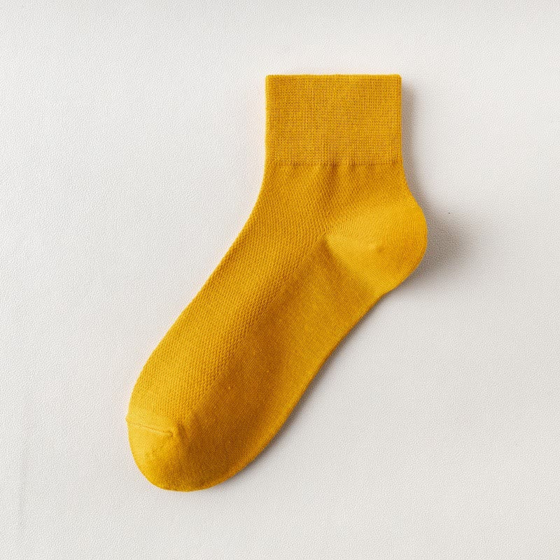 Cotton Breathable Quarter Socks(6 Pairs) - Yellow - EU45-50(US11-15) - image 16