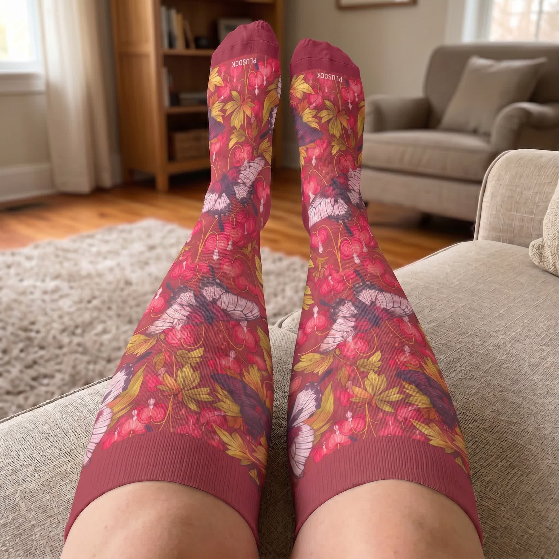 Plus Size Floral Butterfly Compression Socks - image 2