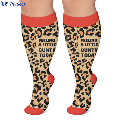 Plus Size Leopard Slogan Compression Socks - image 5