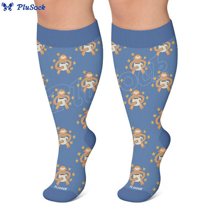 Plus Size Fish Cat Monkey Compression Socks - image 6