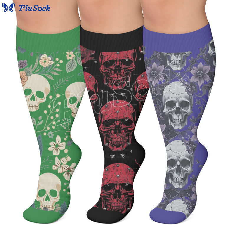 Plus Size Skull Vine Compression Socks - image 0