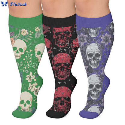 Plus Size Skull Vine Compression Socks - image 0