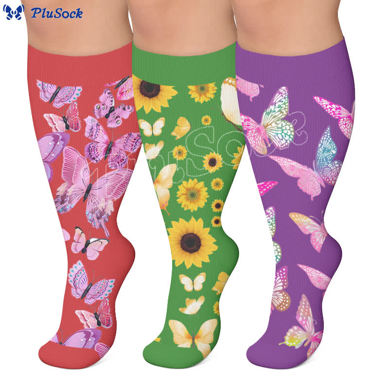 Plus Size Butterfly Bloom Compression Socks - image 0