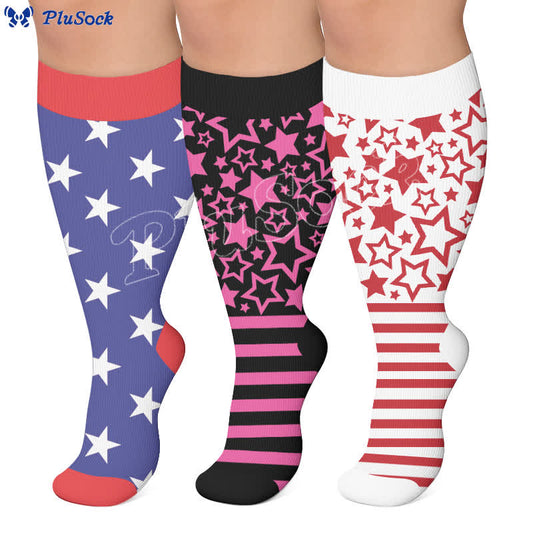Plus Size Star Stripe Compression Socks - image 0