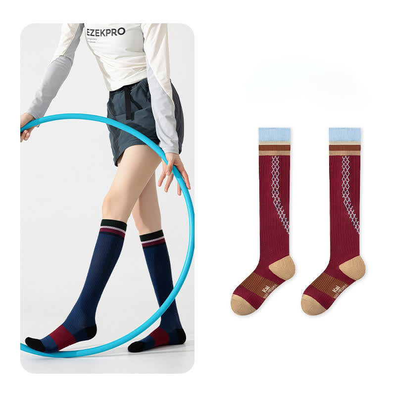 Ribbed Compression Socks(3 Pairs) - Red - EU36-40(US3-7) - image 6