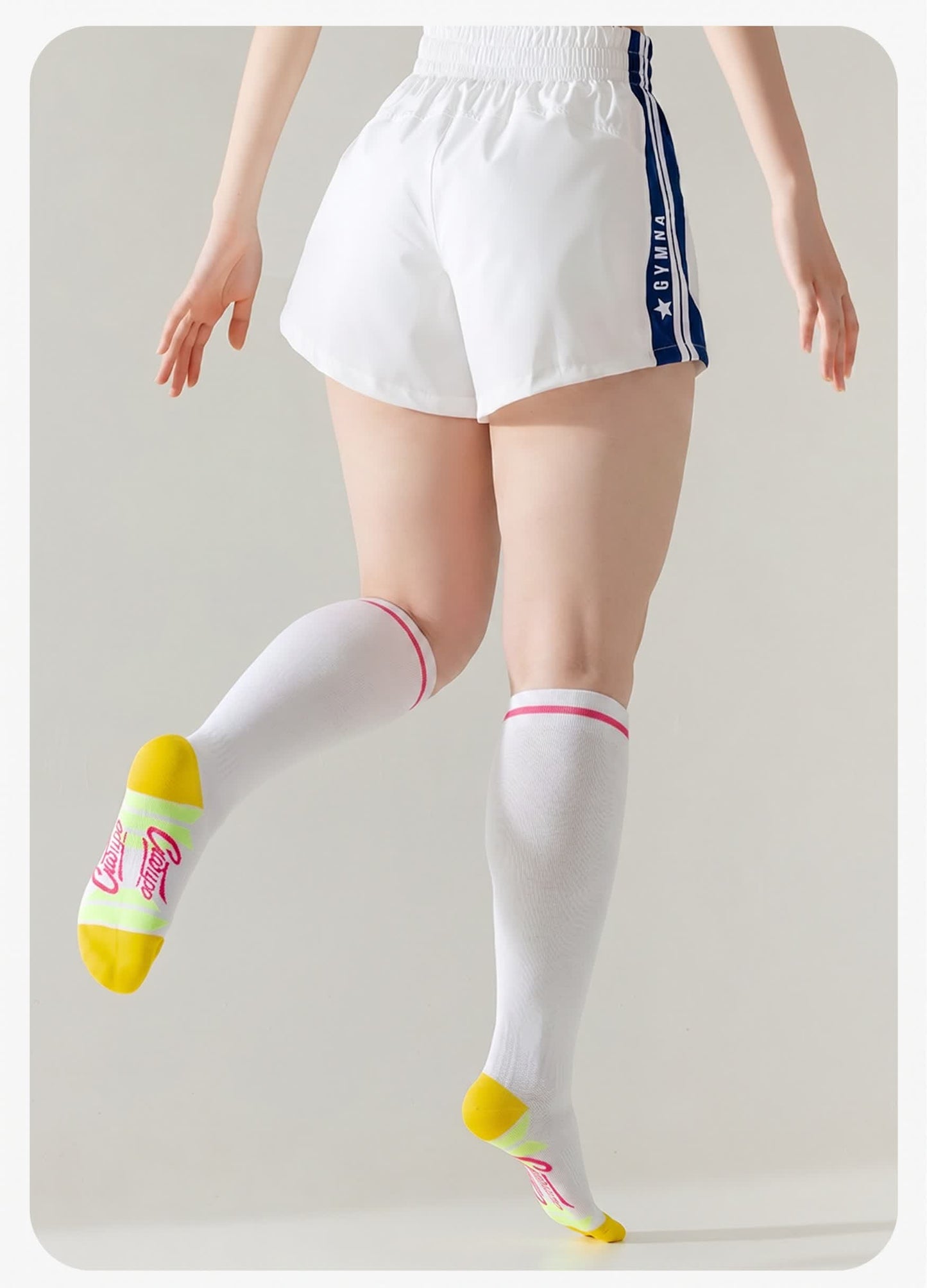 Sport Stripe Compression Socks(2 Pairs) - Yellow - EU36-40(US3-7) - image 1