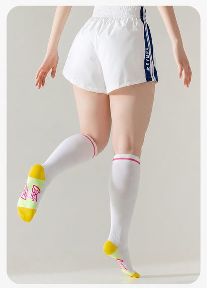 Sport Stripe Compression Socks(2 Pairs) - Yellow - EU36-40(US3-7) - image 1