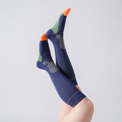 Sport Stripe Compression Socks(2 Pairs) - Navy Blue - EU36-40(US3-7) - image 3