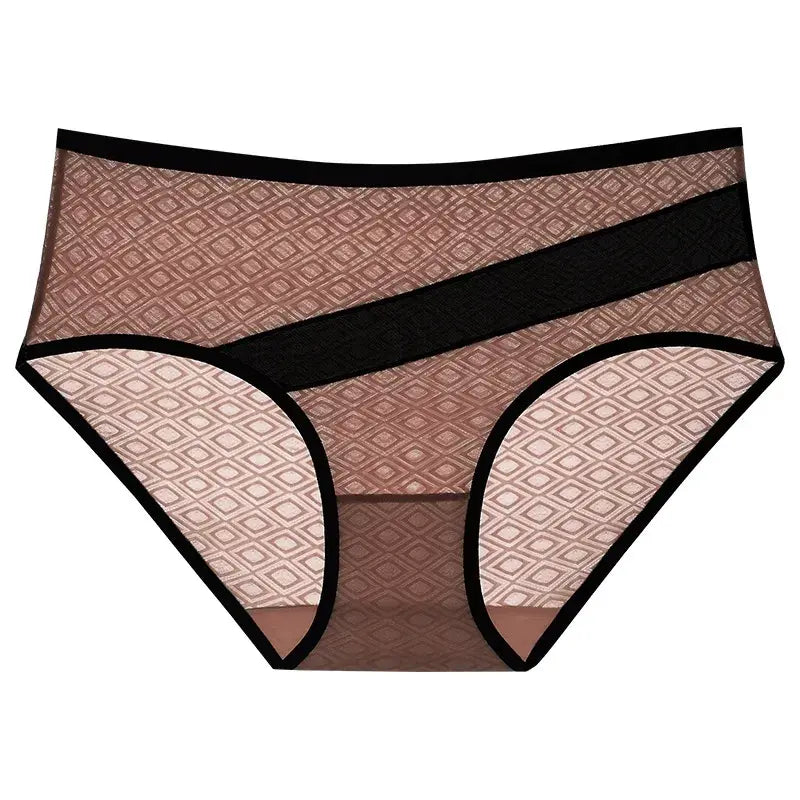 Diamond Mesh Trim Panty(3 Packs) - Brown - 2XL - image 5