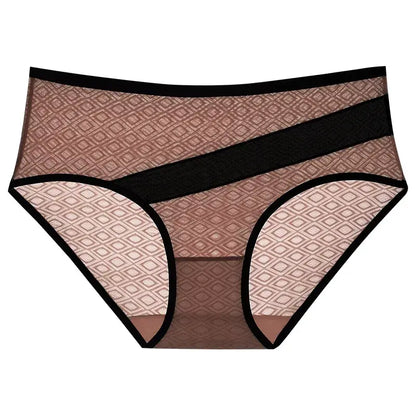 Diamond Mesh Trim Panty(3 Packs) - Brown - 2XL - image 5