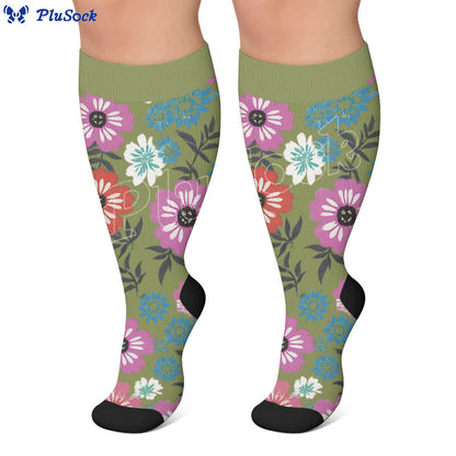 Plus Size Bold Blossom Compression Socks - image 3