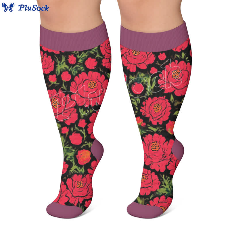 Plus Size Bold Blossom Compression Socks - image 2