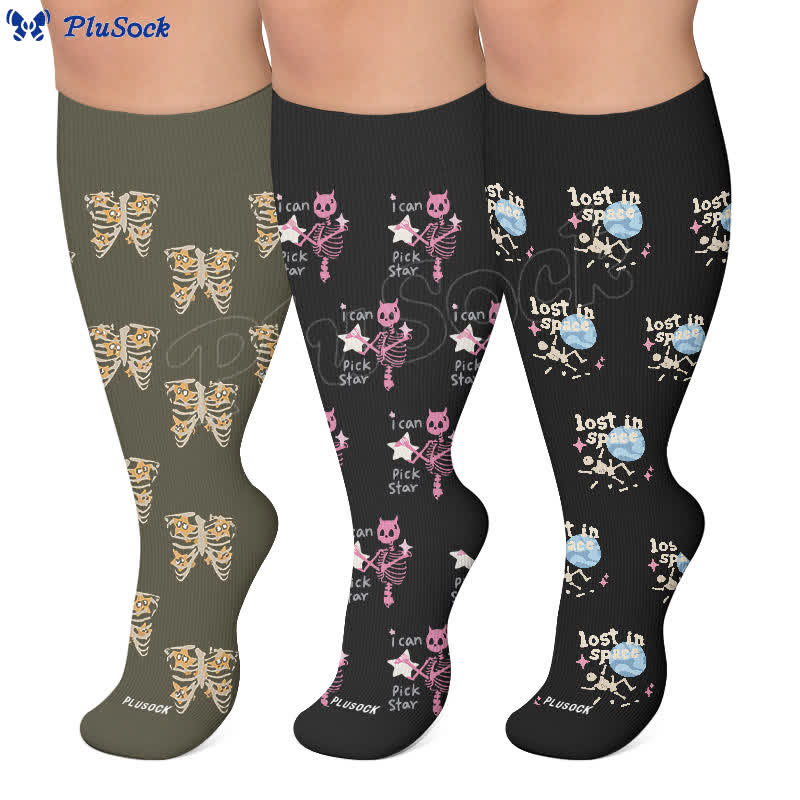 Plus Size Gothic Cat Star Compression Socks - image 0