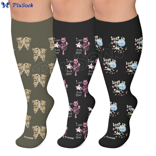 Plus Size Gothic Cat Star Compression Socks - image 0