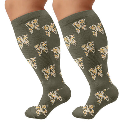 Plus Size Gothic Cat Star Compression Socks - Dark Grey(1 Pair) - 4XL - image 10