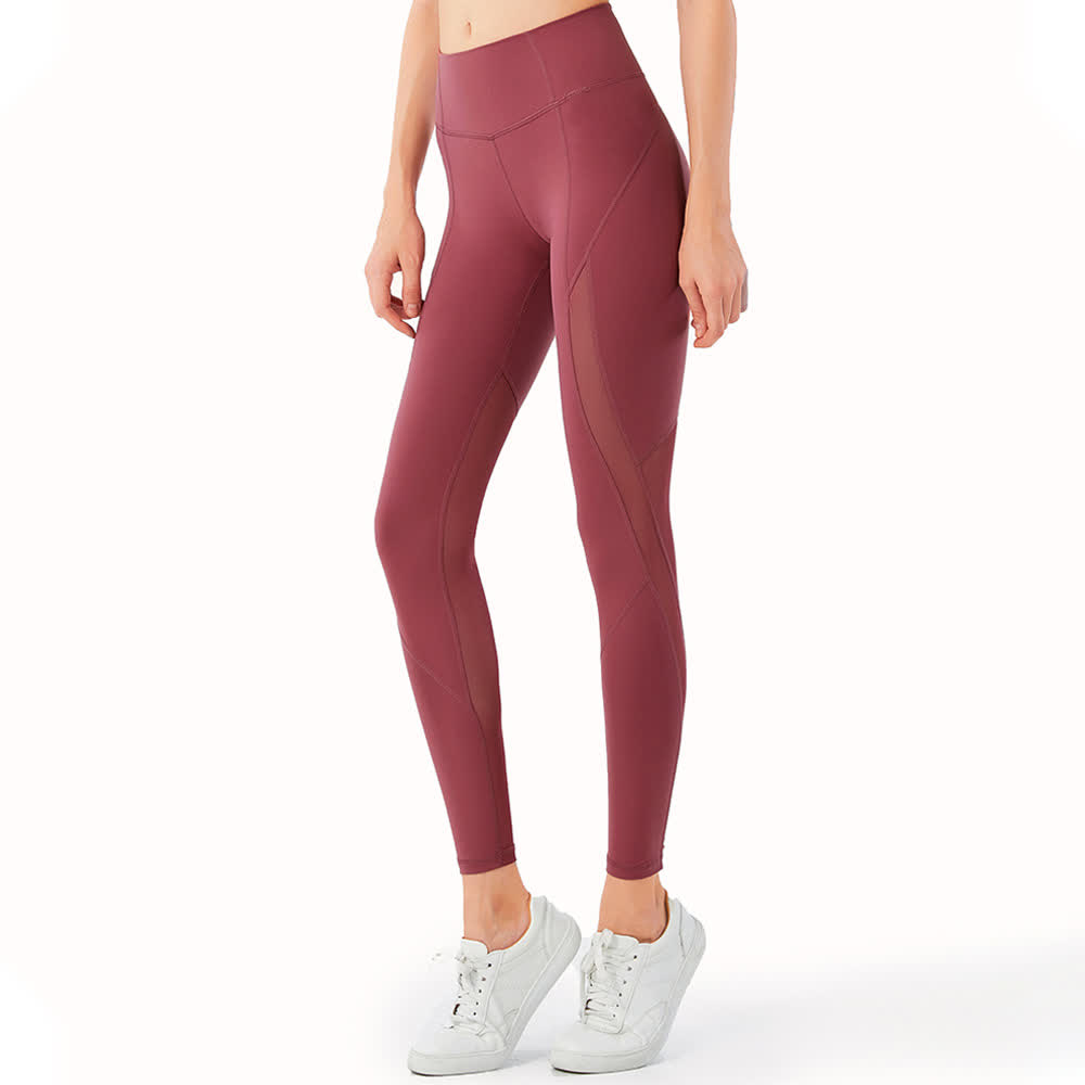 Sculpt Mesh Yoga Leggings - Red - XL - image 2