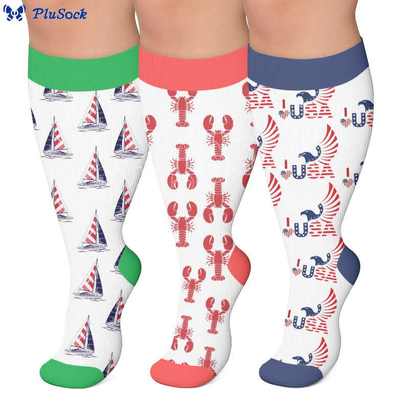 Plus Size Flag Colors Compression Socks - image 0