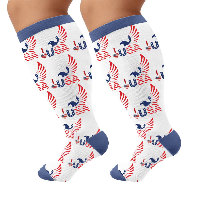 Plus Size Flag Colors Compression Socks - Blue(1 Pair) - 4XL - image 10