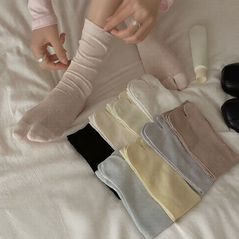 Silky Breathable Tabi Quarter Socks(6 Pairs) - image 0