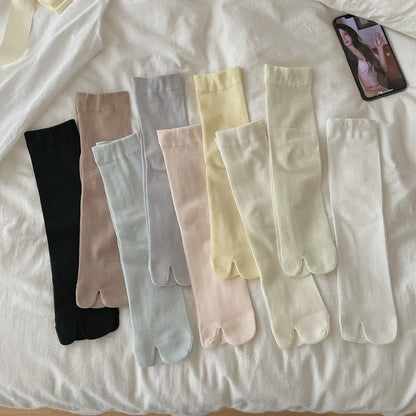Silky Breathable Tabi Quarter Socks(6 Pairs) - Multicolor - EU36-40(US3-7) - image 1