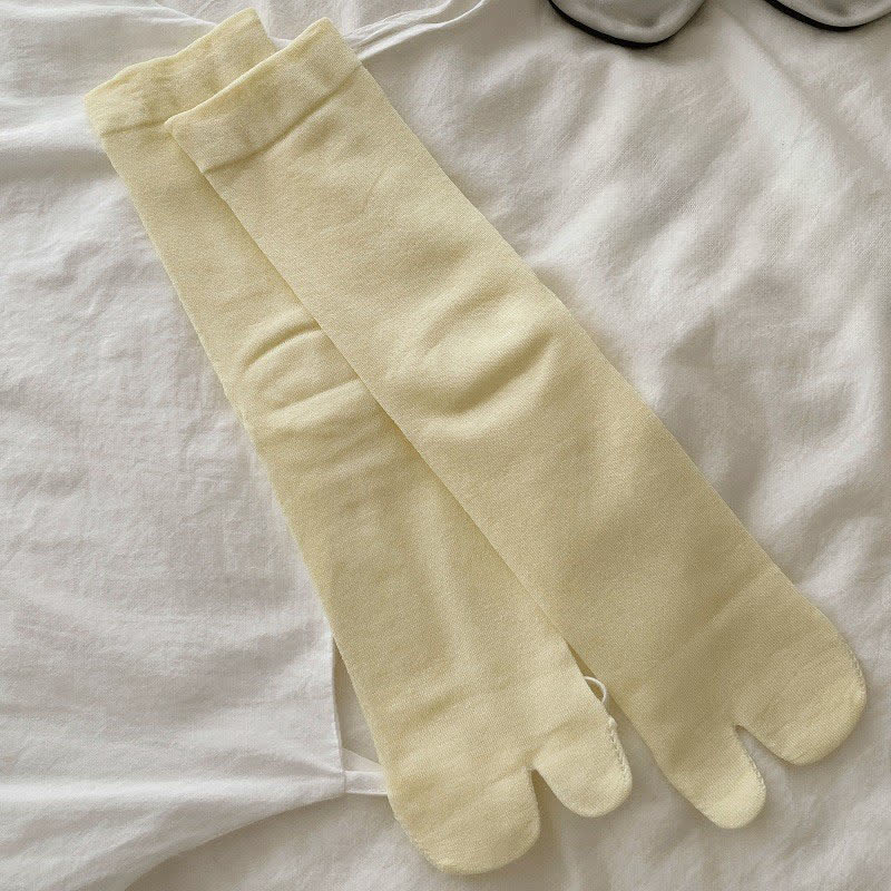 Silky Breathable Tabi Quarter Socks(6 Pairs) - Yellow - EU36-40(US3-7) - image 6