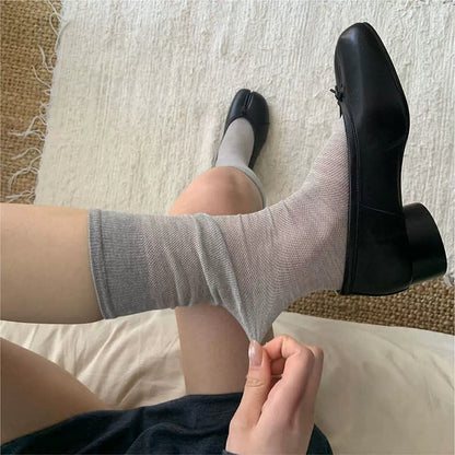 Japanese Cotton Tabi Quarter Socks(4 Pairs) - Grey - EU37-40(US4-7) - image 6