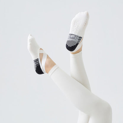 Cross Strap Grip Crew Socks(3 Pairs) - White - One Size - image 5