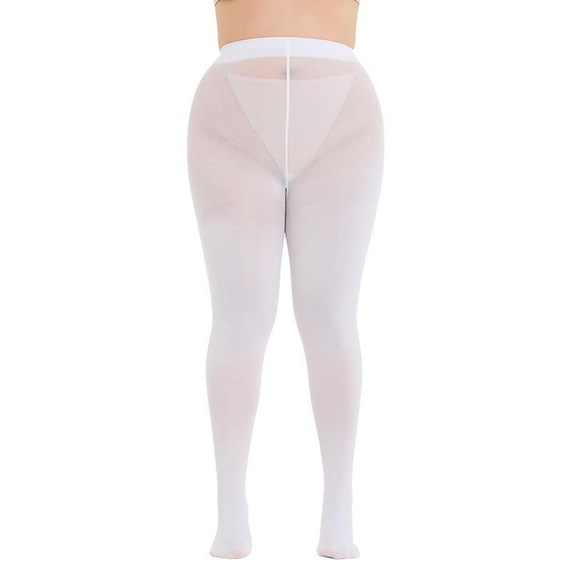 Shaping High Waist Pantyhose(3 Pairs) - White - 3XL-4XL - image 4