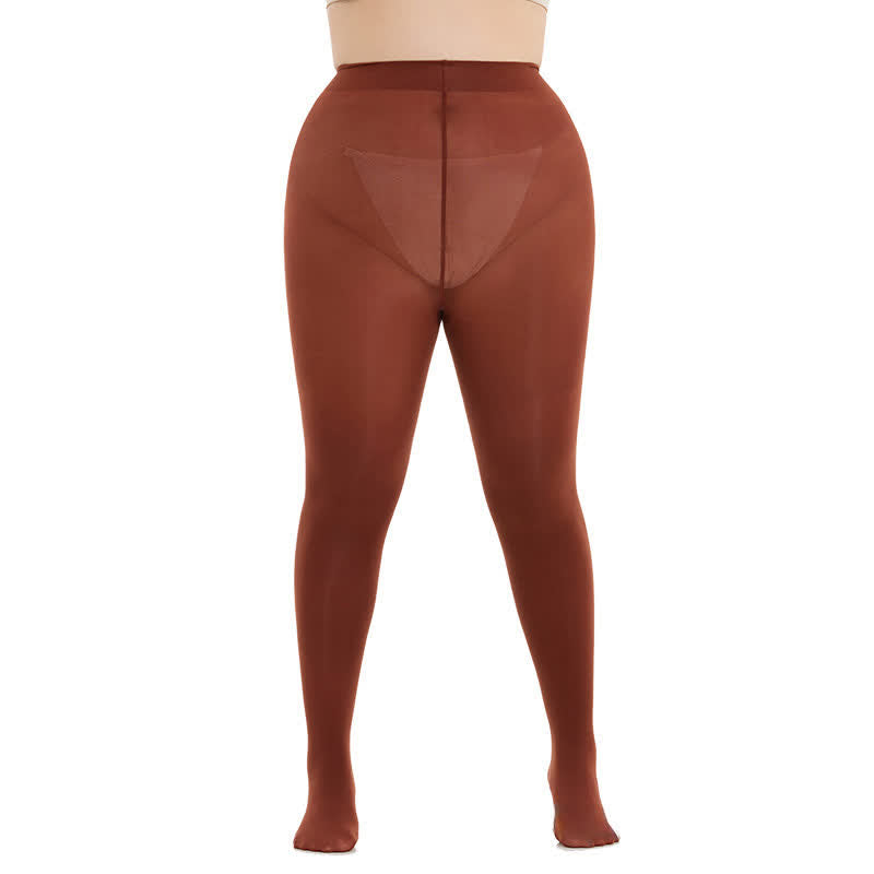 Shaping High Waist Pantyhose(3 Pairs) - Brown - 3XL-4XL - image 8