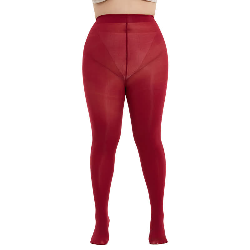Shaping High Waist Pantyhose(3 Pairs) - Wine - 3XL-4XL - image 12