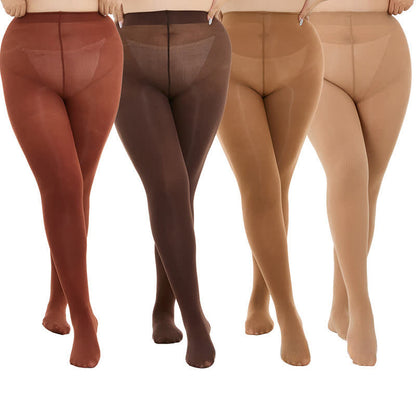 Shaping High Waist Pantyhose(3 Pairs) - Brown+Nude+Caramel - 3XL-4XL - image 0