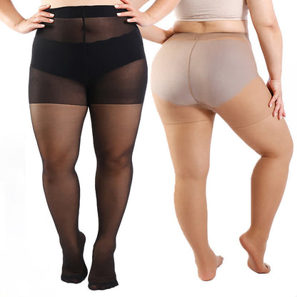 High Waist Shaping Pantyhose(3 Pairs) - Nude+Black+Light Pink - 4XL - image 0
