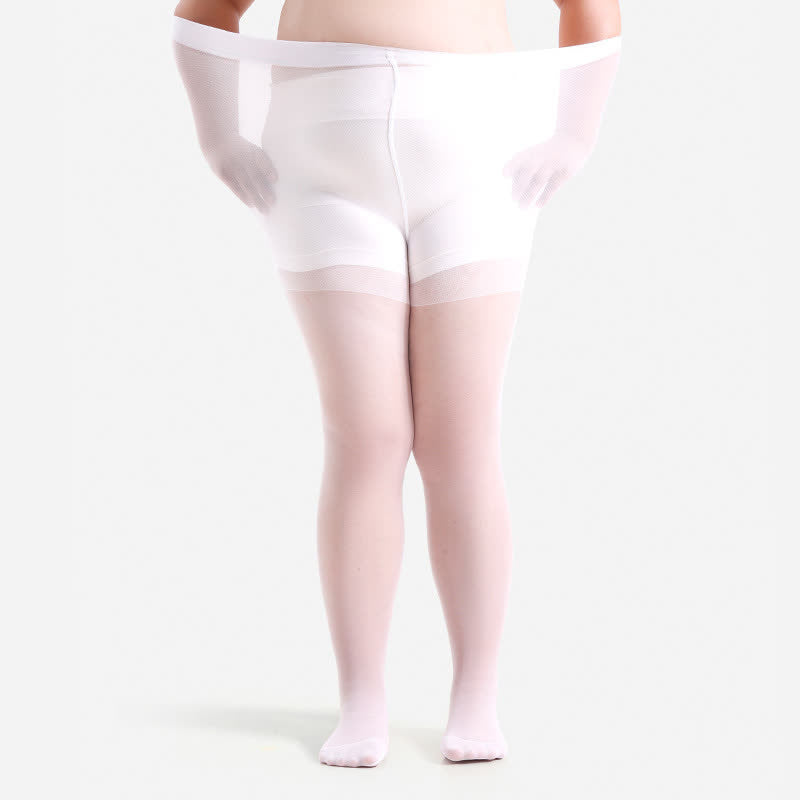 High Waist Shaping Pantyhose(3 Pairs) - White - 4XL - image 5