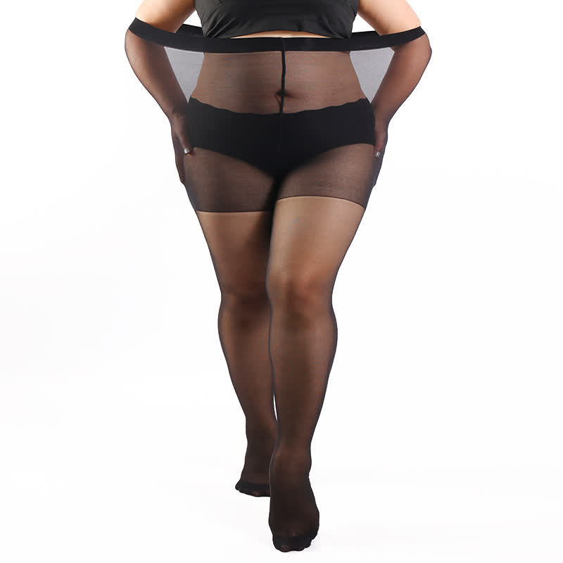 High Waist Shaping Pantyhose(3 Pairs) - Black - 4XL - image 8