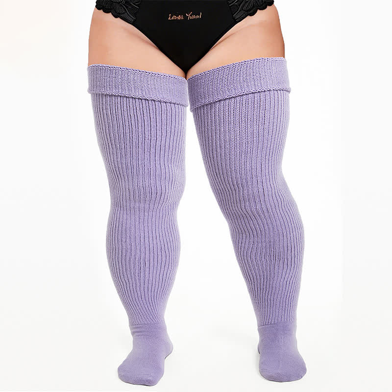 Retro Sport Thigh High Socks - Light Purple - One Size - image 6