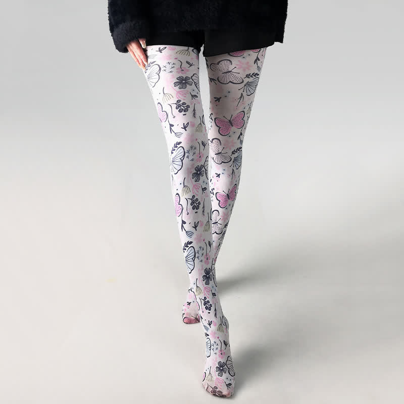 Butterfly Print Daily Wear Pantyhose - D - One Size - image 3