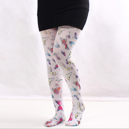 Floral Statement Pantyhose - B - One Size - image 1