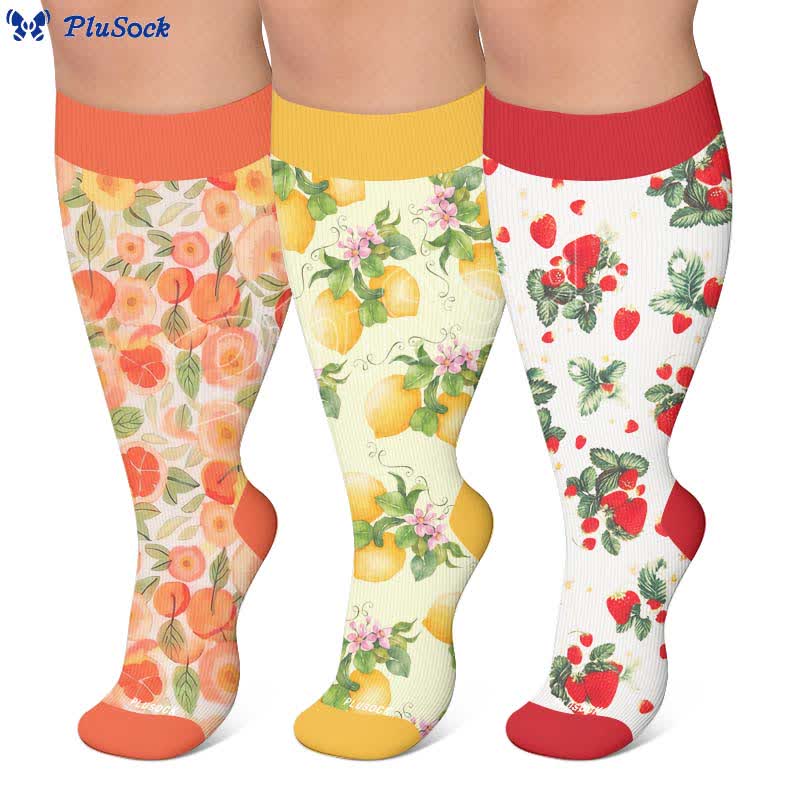 Plus Size Fruit Print Compression Socks - image 0
