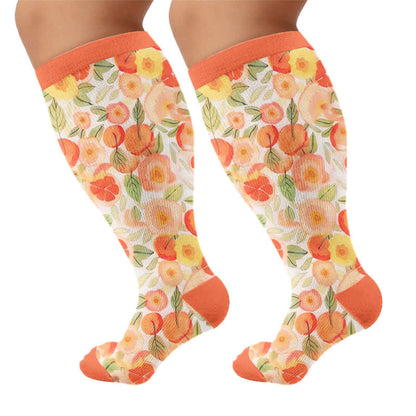 Plus Size Fruit Print Compression Socks - Orange(1 Pair) - 4XL - image 8