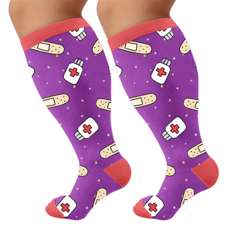Plus Size Healthcare Compression Socks - Purple(1 Pair) - 4XL - image 9