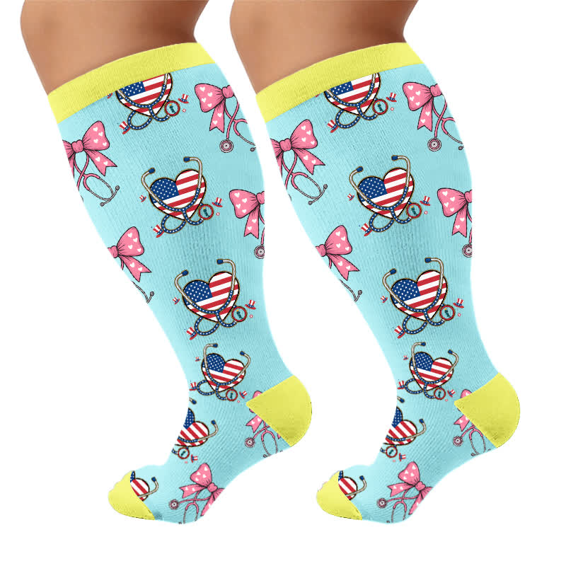 Plus Size Healthcare Compression Socks - Blue(1 Pair) - 4XL - image 10
