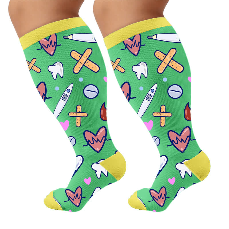 Plus Size Healthcare Compression Socks - Green(1 Pair) - 4XL - image 8