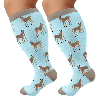 Plus Size Animal Compression Socks - Brown(1 Pair) - 4XL - image 8