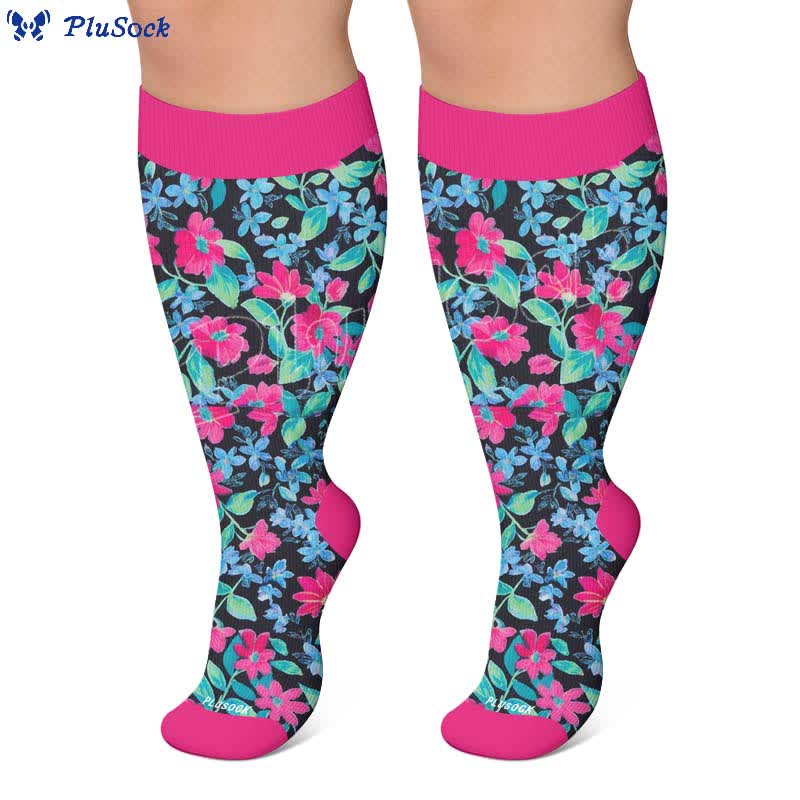Plus Size Tropical Floral Compression Socks - image 9