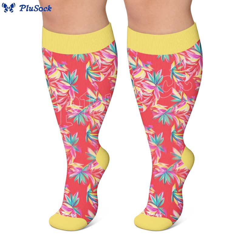 Plus Size Tropical Floral Compression Socks - image 8